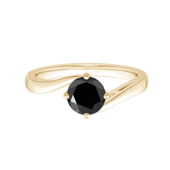 Stackable 0.75 Ctw Round Black Spinel 925 Silver Yellow Gold Vermeil Ring