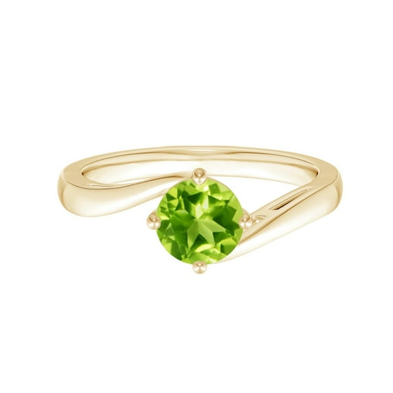 Stackable 0.75 Ctw Round Peridot Gemstone 925 Sterling Silver Women Wedding Ring