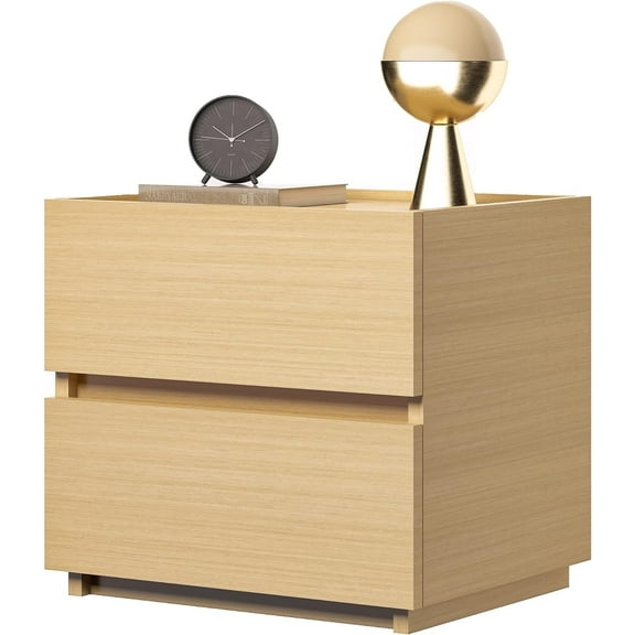 Stackable 2-Drawer Dresser, Multi-Purpose Storage Closet Cube for Bedroom, Storage Cabinet for Entryway, Nightstand Sofa Beside Table Drawer Chest, 15.8 in, Oak