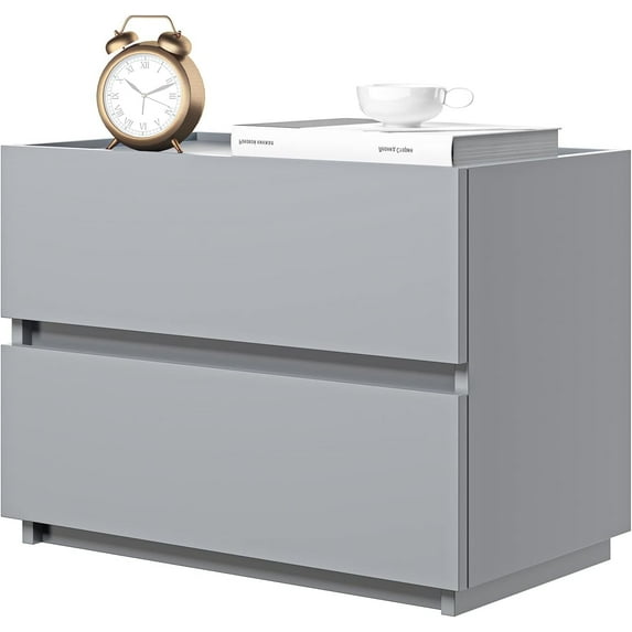Stackable 2 Drawer Dresser, Small Dressers for Closet, Nightstand with Drawers Wood Storage Cabinet for Hallway Bedroom Entryway, Sofa Beside Table Drawer Chest, 23.6 in, Grey