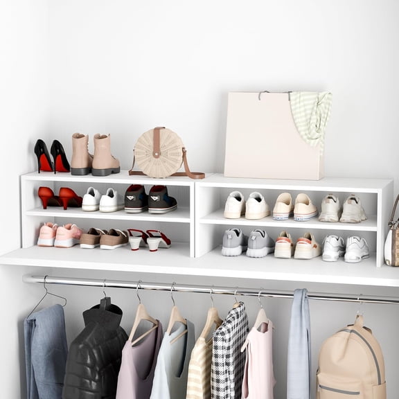 Stackable 28 Inch Extra Wide 2-Shelf Storage Organizer for Closets and Garages