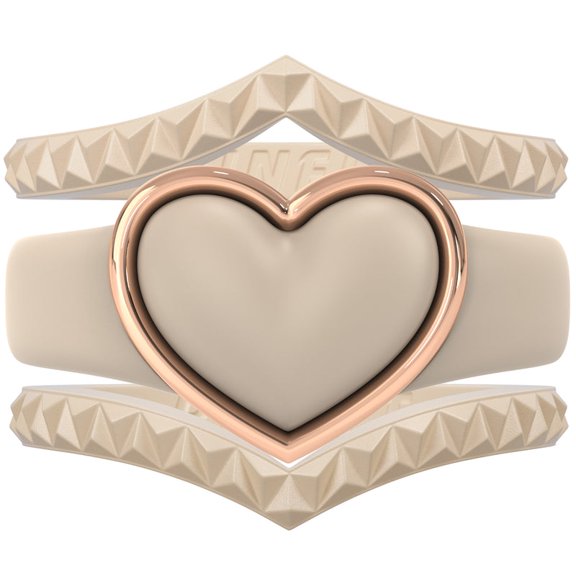Stackable 3-Piece Ring Set - Women's Silicone & Metal Frame Heart Collection