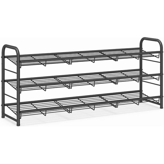Stackable 3 Tier Metal Shoe Rack with Adjustable Slanted Shelves, Black, Holds up to 15 Pairs Bestseling