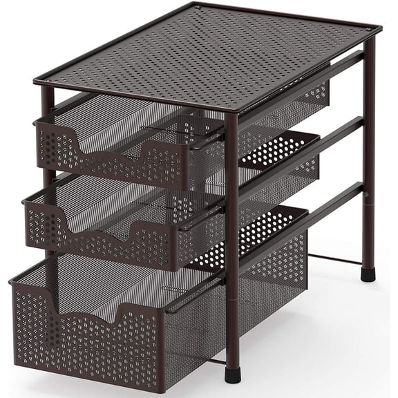 Stackable 3 Tier Sliding Basket Organizer Drawer