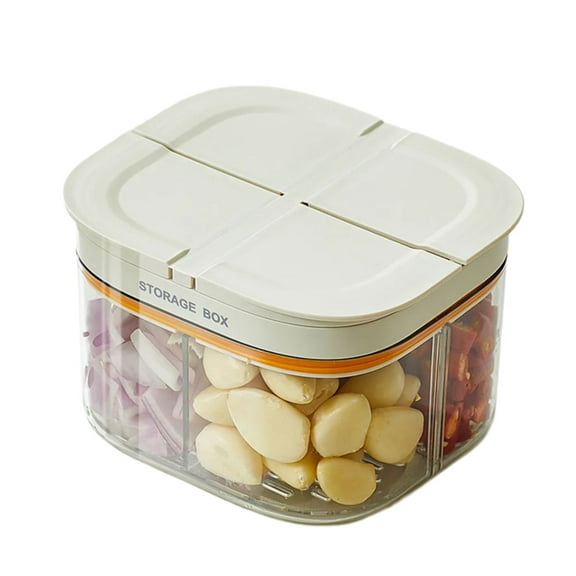 Stackable 4 Compartment Food Box, Ventilated Kitchen Containers with Removable Lids for Produce Leftovers Space Saving Design