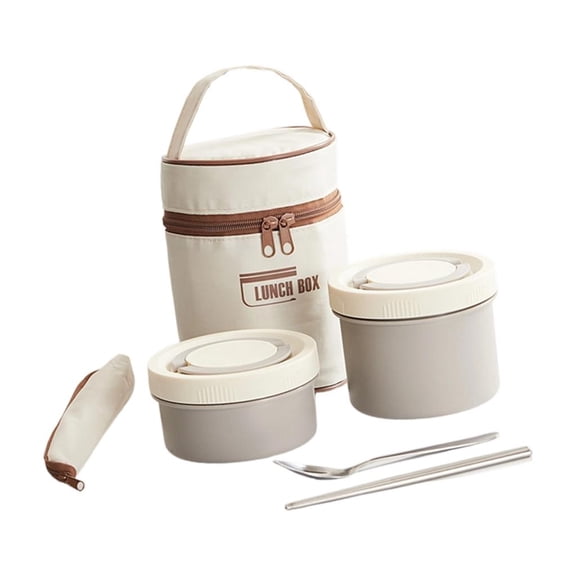 Stackable 410 Rustless Lunch Canisters Set With Closed Closures And Insulated Transporting Bag