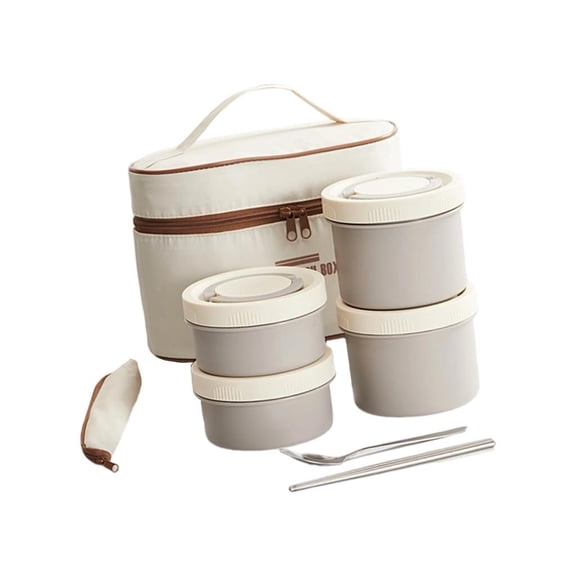 Stackable 410 Rustless Lunch Canisters Set With Closed Closures And Insulated Transporting Bag
