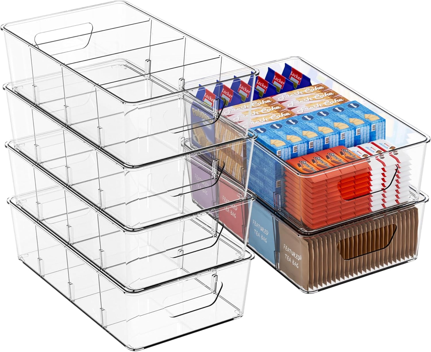 Stackable 6 Pack Snack Organizer for Pantry Shelf,Clear Pantry ...