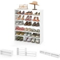 thumbnail image 1 of Stackable 6-Tier Shoe Rack, 31” Wide Freestanding Shoe Stand with Anti-Tipping Device, Space-Saving Shoe Storage for 18 Pairs, 3-in-1 Shoe Shelf Organizer for Closet Entryway Hallway (White), 1 of 9