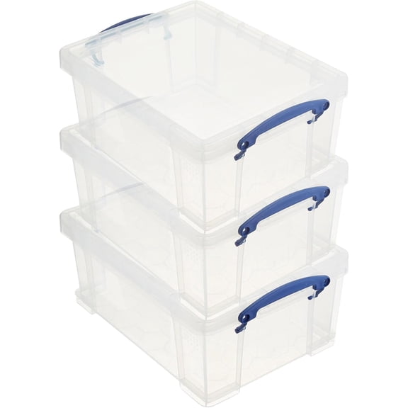 Stackable 9 Liter Plastic Storage Container Bin with Snap Lid and Built-in Clip Lock Handles for Home & Office Organization (3 Pack)