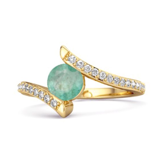 Stackable 925 Sterling Silver Gold Vermeil 0.10 Ctw Emerald Anniversary Women Valentines Day Gifts Ring