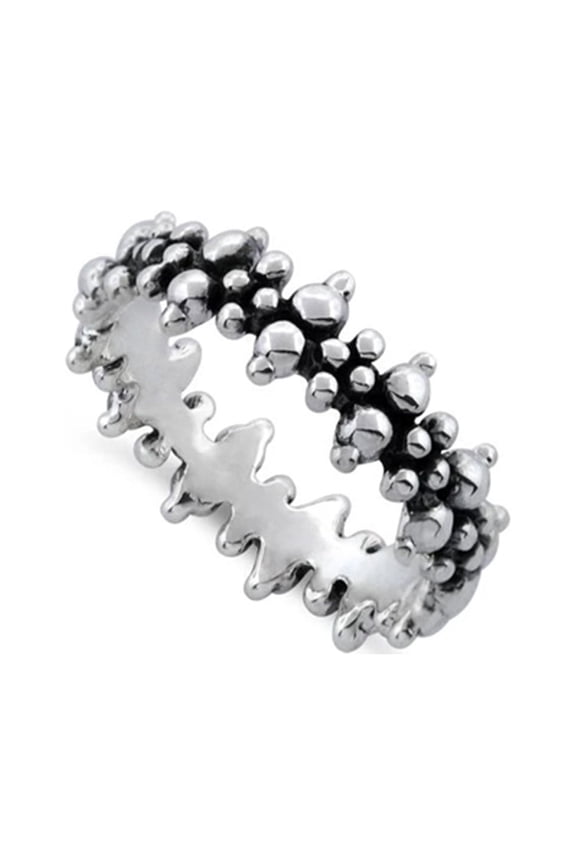 Stackable 925 Sterling Silver Oxidized Platinum Plated Pebbles Mother's Day Gift Ring