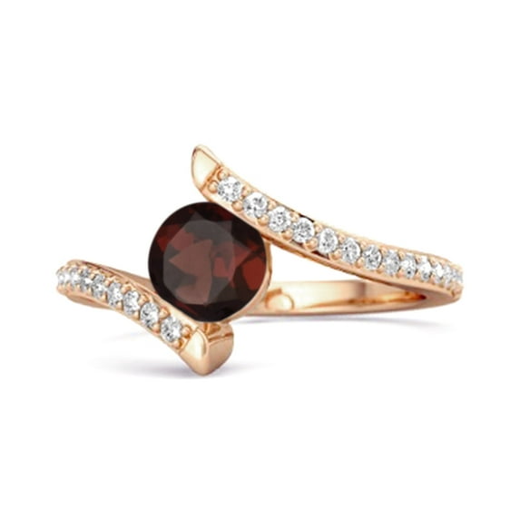 Stackable 925 Sterling Silver Rose Plated 0.10 Ctw Garnet Anniversary Women Valentines Day Gifts Ring