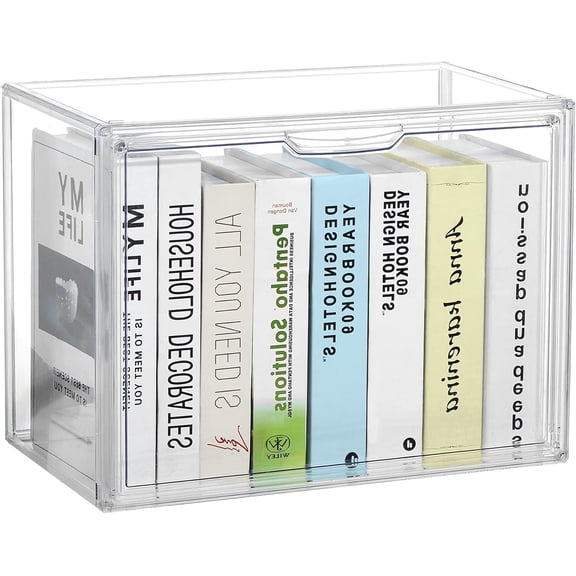 Stackable Acrylic Storage Cubes Book Case Display Case Box Book Containers | Interlocking Stable Structure & Magnetic Dustproof Door, Freely Arranged,Organizer for Books & Collectibles