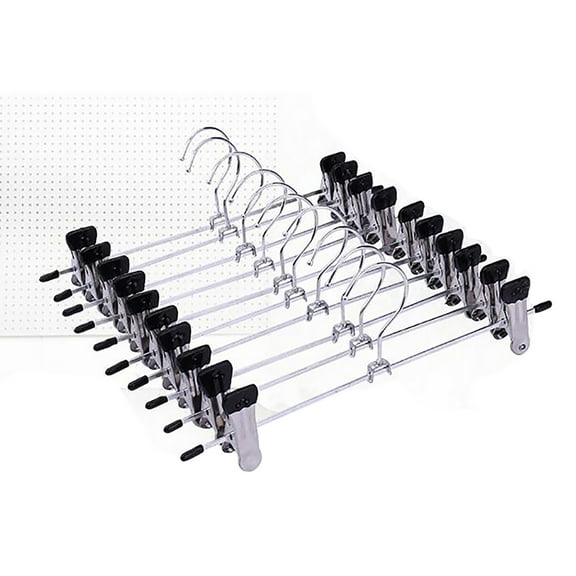 Stackable Add-on Metal Clothes Hangers, Heavy Duty Add on Metal Pants Skirt Hangers with 2-Adjustable Clips, Cascading Clip Hangers Space Saving for Jeans, Slacks, 20 Pack, 11.02x3.94"