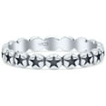 thumbnail image 1 of Stackable Attractive Eternity Rounded Oxidized Stars Ring Band 925 Sterling Silver Size 10, 1 of 5