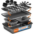 thumbnail image 1 of Stackable Baking Pan Set - Deluxe Nonstick White Marble Coating, Carbon Steel Bakeware Set, Recipe Booklet Included, Oven Safe (Up to 450° F), Set of 7 - Black, 1 of 4