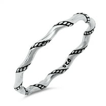 Stackable Bali Rope Knot Thin Accent Ring .925 Sterling Silver Band Jewelry Female Male Size 7