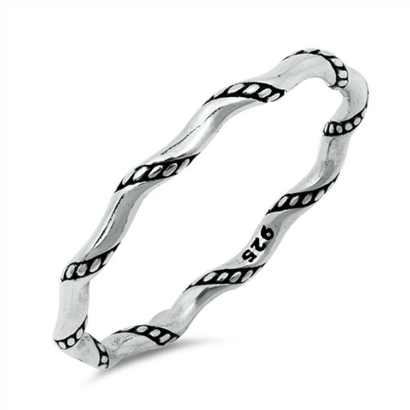Stackable Bali Rope Knot Thin Accent Ring .925 Sterling Silver Band Jewelry Female Male Size 7