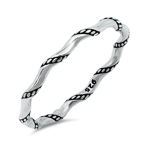 Stackable Bali Rope Knot Thin Accent Ring .925 Sterling Silver Band Jewelry Female Male Size 9
