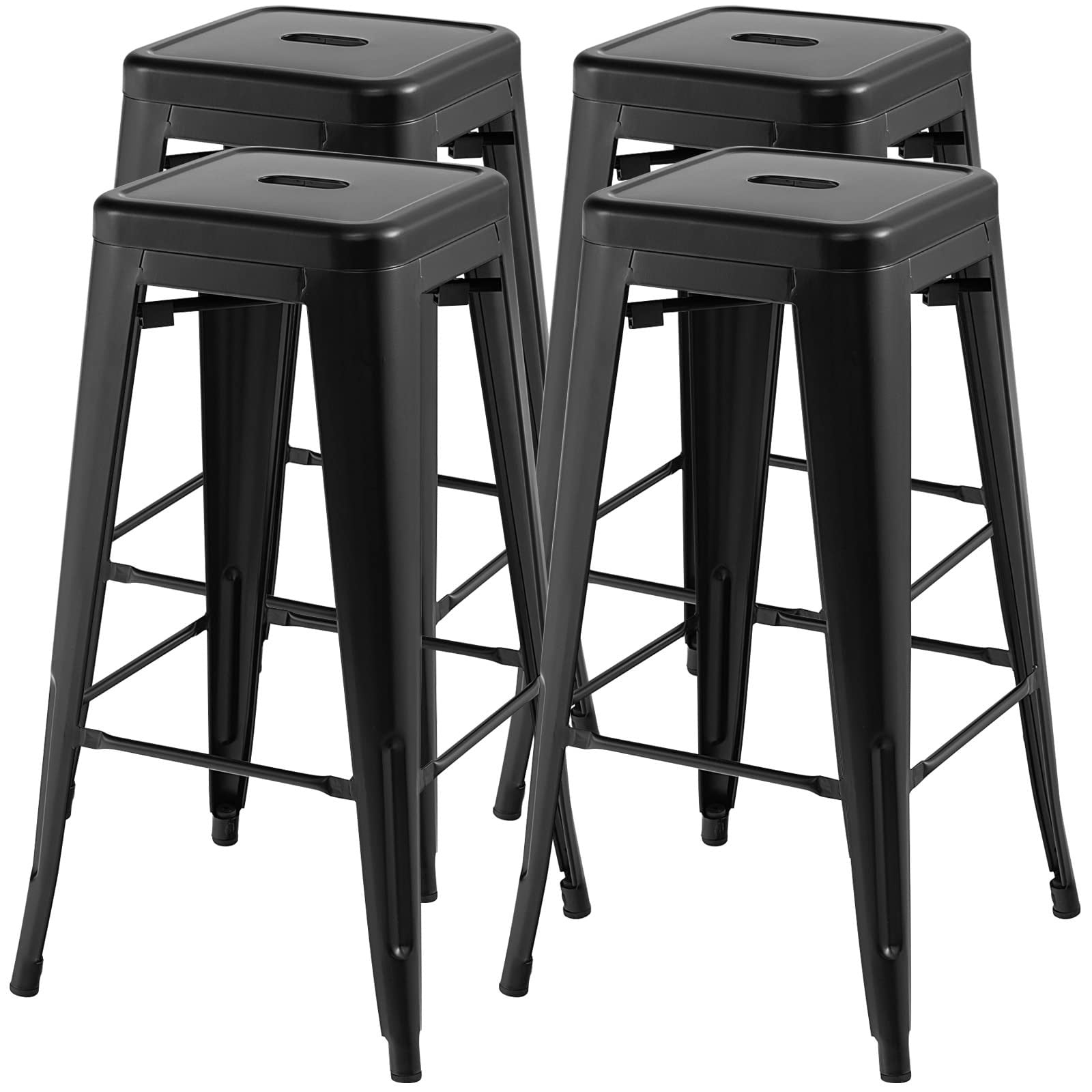 Stackable Bar Height Stools 4 Pack, 30” Metal Frame with Reinforced X ...