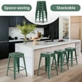 thumbnail image 1 of Stackable Bar Stools Set of 4, 24 Inch Metal Counter Height Stools for Indoor Outdoor Kitchen Patio Classroom Garden, Industrial Barstools (Dark Green), 1 of 8