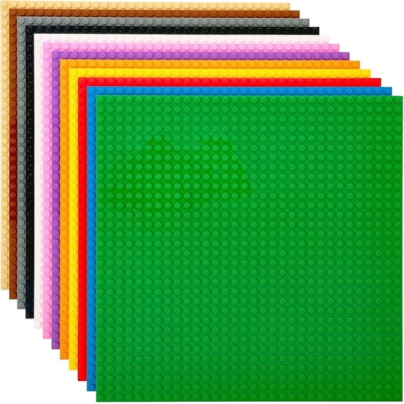 Stackable Baseplates for Building Bricks - Compatible with Lego and All Major Brands - 10 x 10 in, Blue, 12 Pack