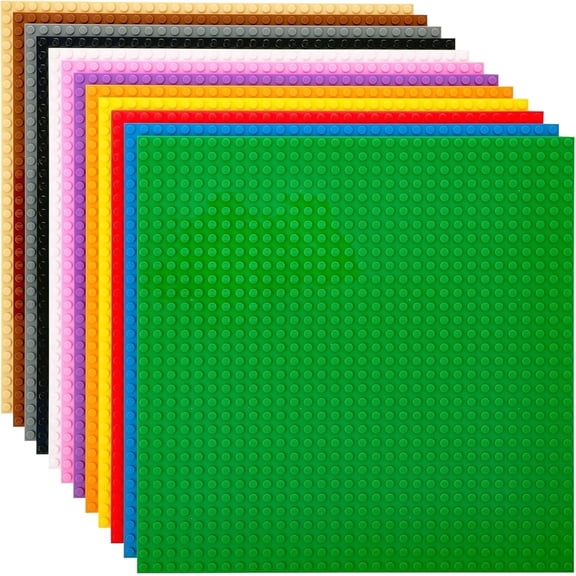 Stackable Baseplates for Building Bricks - Compatible with Lego and All Major Brands - 10 x 10 in, Blue, 12 Pack