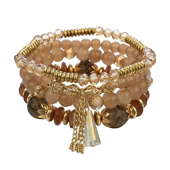 Stackable Bead Bracelets Ladies Mens Stretch Multilayer Bracelet Set Multicolor Jewelry