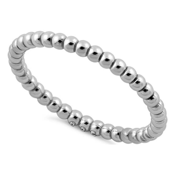Stackable Bead Women Mother's Day Gift Ring 925 Sterling Silver Platinum Plated Jewelry