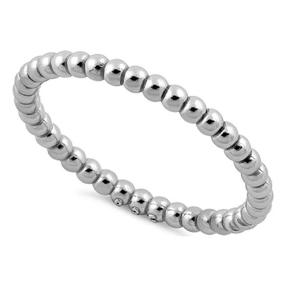 Stackable Bead Women Mother's Day Gift Ring 925 Sterling Silver Platinum Plated Jewelry