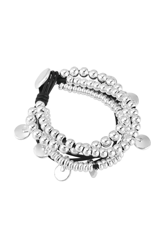 Stackable Beaded Bracelet With Silver Plated Finish Retro Inspired Jewelry For Everyday Wear