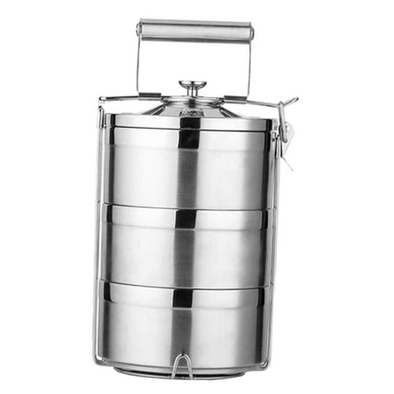Stackable Bento Lunch Box Stainless Steel Food Storage Containers Snack Food Storage Boxes For Adults , With Comfortable Handle 3 Tier