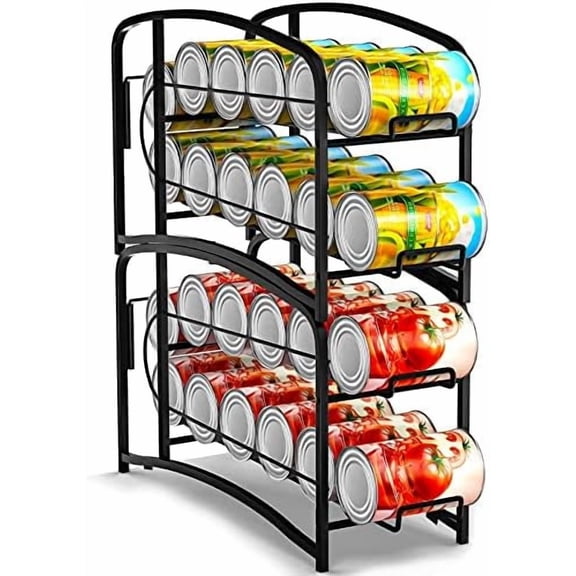 Stackable Beverage Can Dispenser Rack, Storage Organizer Holder for Canned food or Pantry Refrigerator,Black(2 Pack)