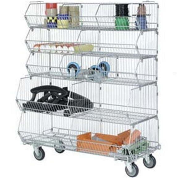 Stackable Bin Rack with Removable Wire Bins - Gray - Heavy-Duty Design