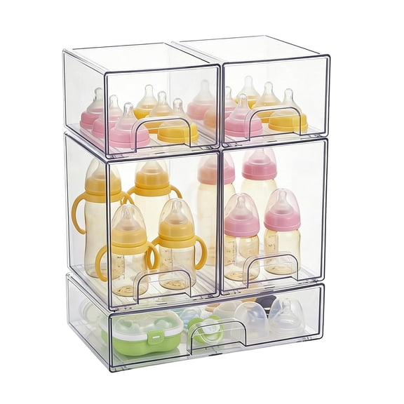 Stackable Bottle Organizer Drawers 5PCS For Makeup Kitchen Countertop Bathroom Organization