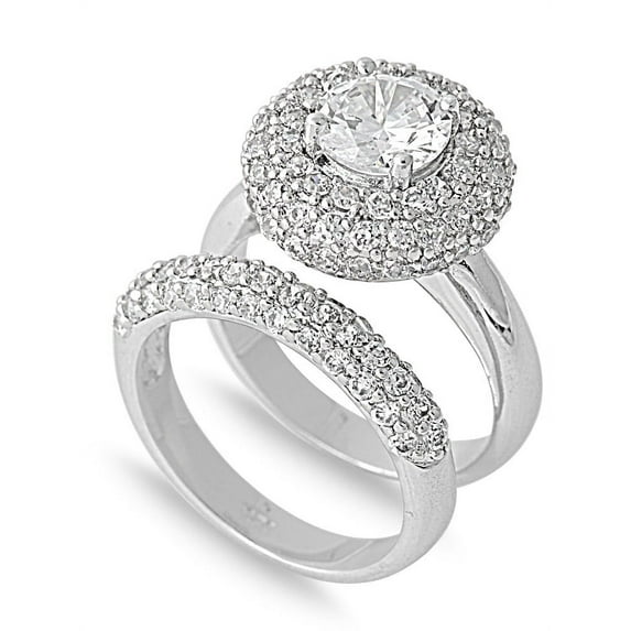 Stackable Bridal Mystere Round Cubic Zirconia Ring Sterling Silver 925