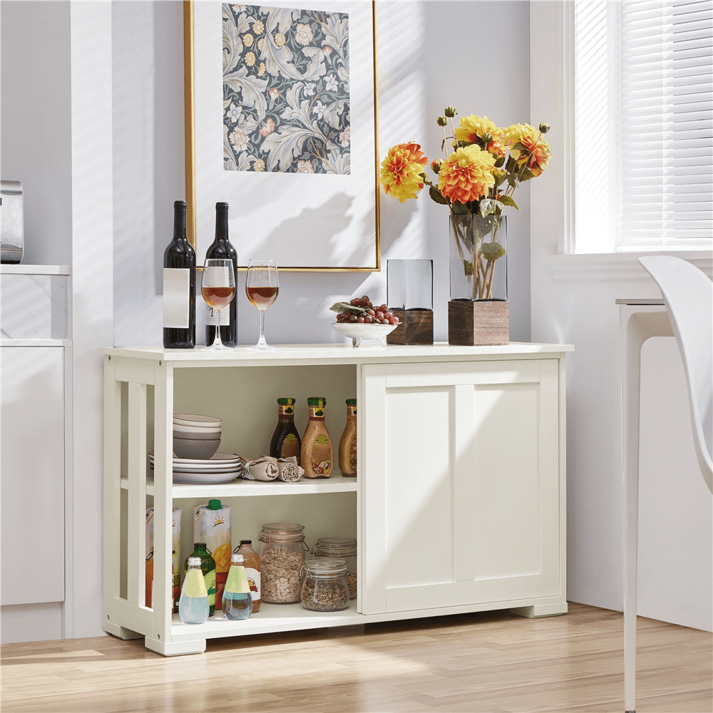 Go2buy antique white stackable sideboard buffet storage cabinet with sliding door kitchen dining room furniture hotsell