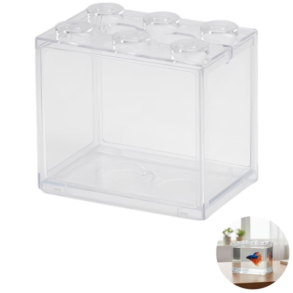Stackable Building Blocks Fish Tank, 6 Holes Design, Transparent Cube Aquarium for Betta, Jellyfish and Turtles, Ideal Desktop Decor