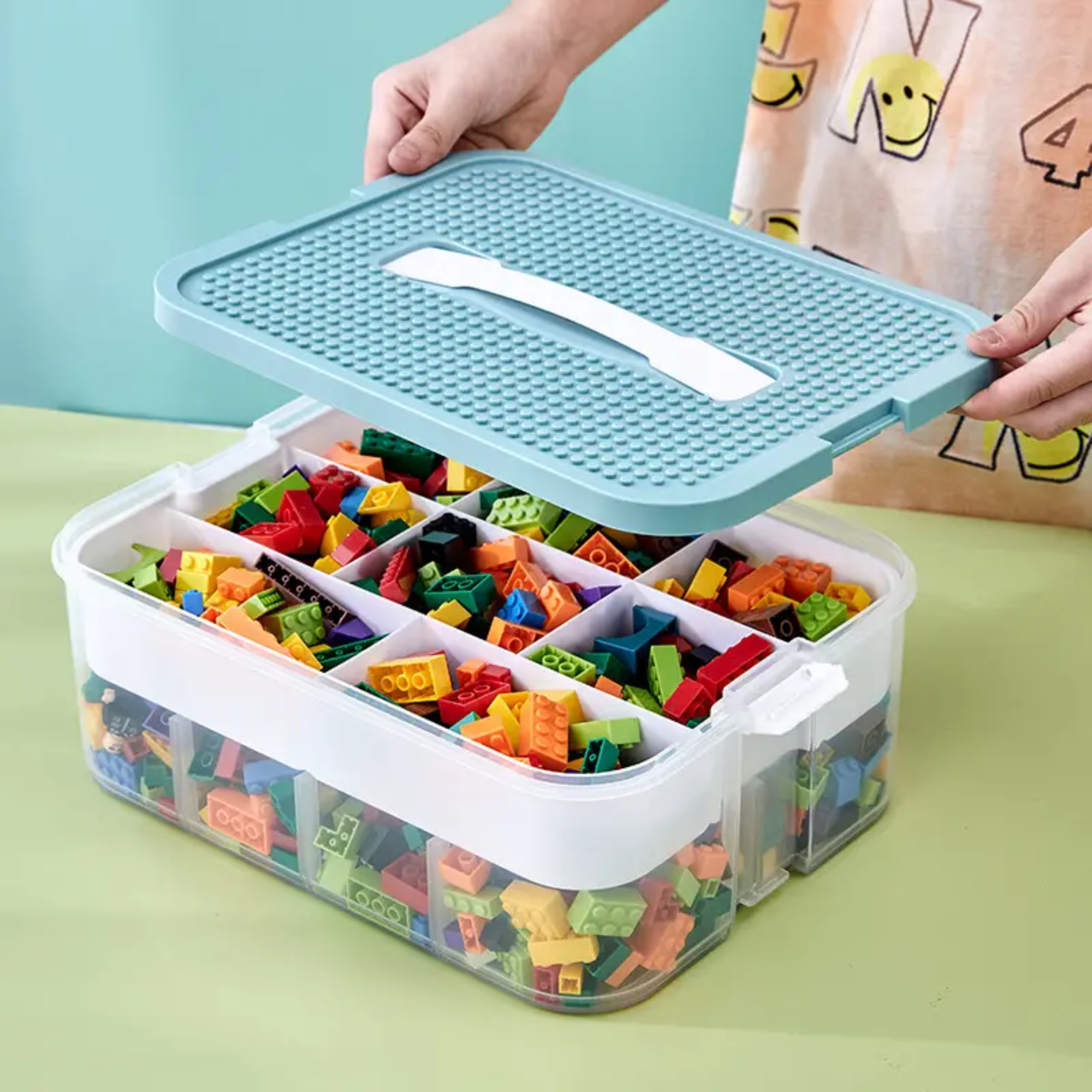 Stackable Building Blocks Storage Box with Removable Compartments, Sorting  and Storing Box Organizer for Toy Building Blocks and Other Small Items