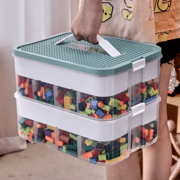 Stackable Building Blocks Storage Box with Removable Compartments, Sorting  and Storing Box Organizer for Toy Building Blocks and Other Small Items 