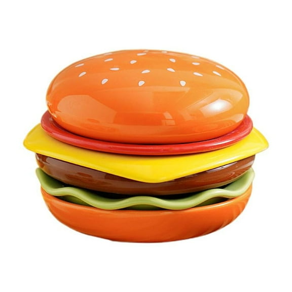 Stackable Burger Plate Set - 6-Layer Mini Ceramic Dishes with Design, Multi-Purpose for Burger Dipping, and Appetizers, Cute Sauce, Sushi | Desserts JAKA