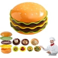 thumbnail image 1 of Stackable Burger Plates and Bowls Set, Novelty Hamburger Dinnerware with Saucer Plate & Lid, Cute Burger Style Dessert Plates Snack Bowls, 1 of 8