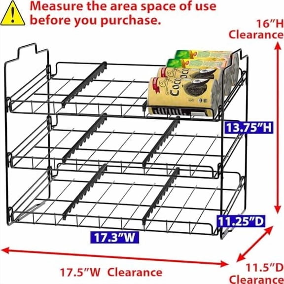 Stackable Can Rack Organizer for Kitchen and Pantry, 3 Tier, Black
