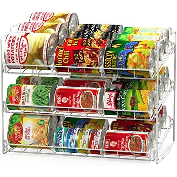 Stackable Can Rack Organizer for Kitchen and Pantry, Holds Up to 36 Cans, White