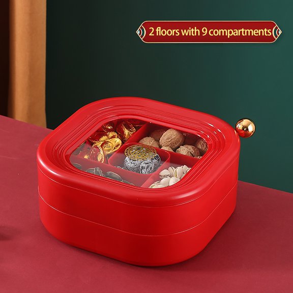 Stackable Candy Snack Organizer Box with Compartments, Multi Layer Dried Fruit Nut Serving Tray for Party Holiday Living Room Coffee Table Kitchen Counter Display
