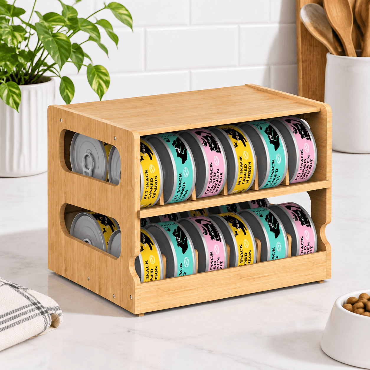 Stackable Cat Food Can Organizer, Adjustable Pantry Storage Rack ...