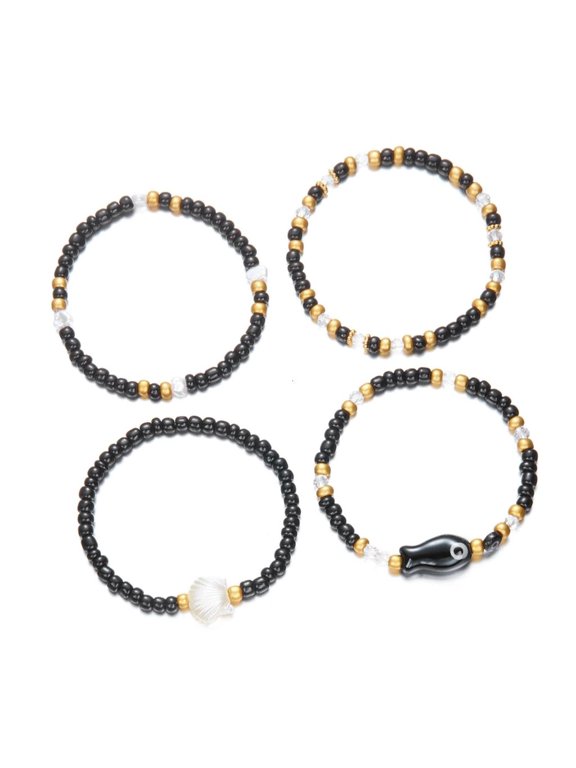 Stackable Ceramic Fish Seashells Bracelets Handmade Summer Jewelry Beaded Stretch Accessories Beach Wristband Gifts