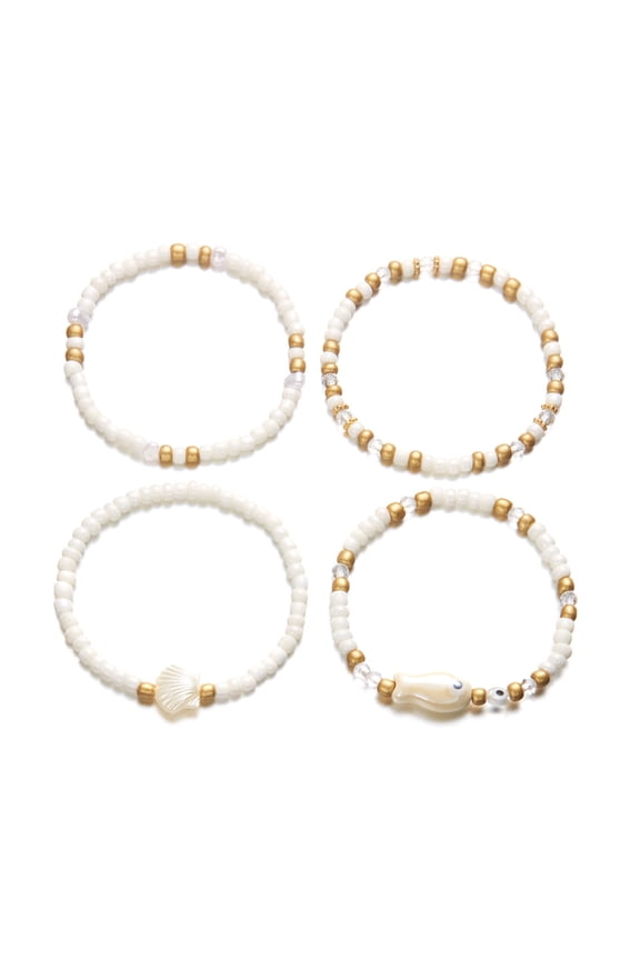 Stackable Ceramic Fish Shell Beaded Bracelets Summer Jewelry Gift For Women