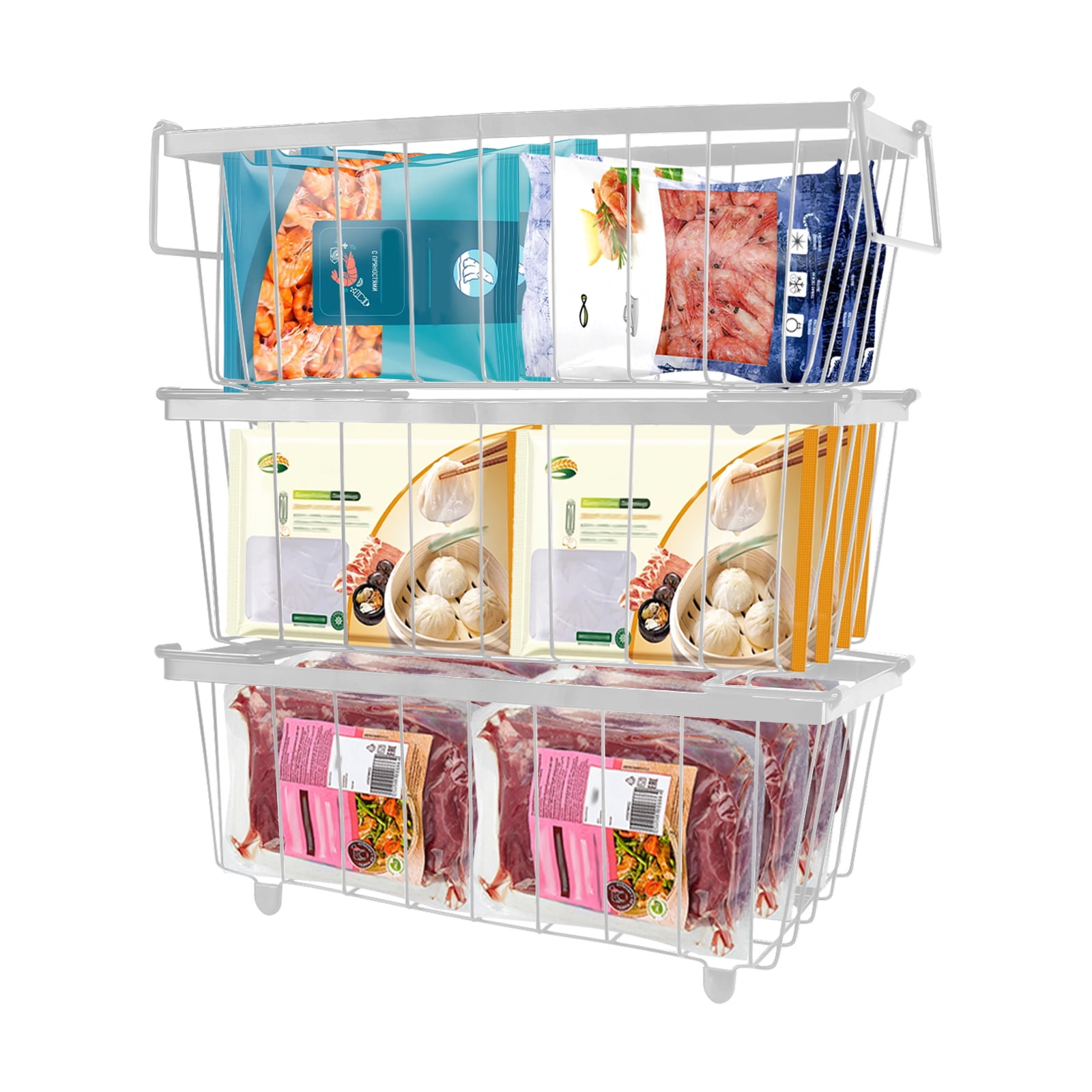 3 Pack Stackable Freezer Organizer Bins for 5-7 Cu Ft Chest Freezers ...